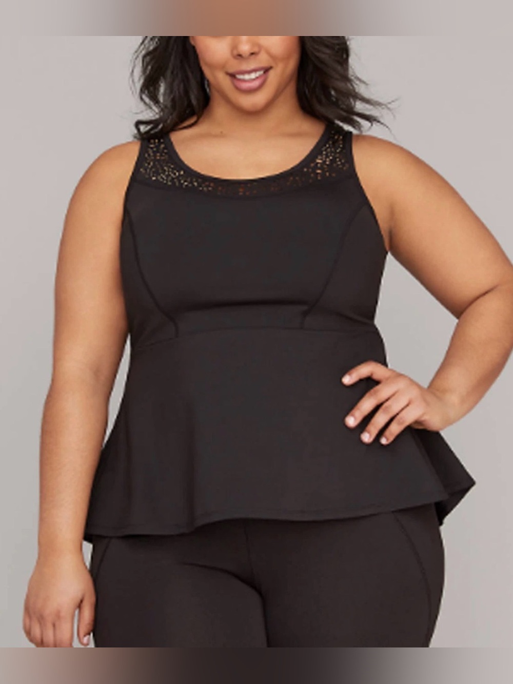 Women’s Plus Livi Active Lane Bryant Black Peplum Tank Top 18/20 18 20 Workout